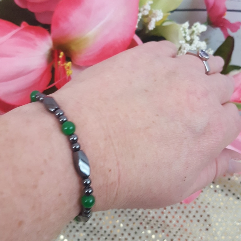 BOGO FREE Hematite & Green Bracelet